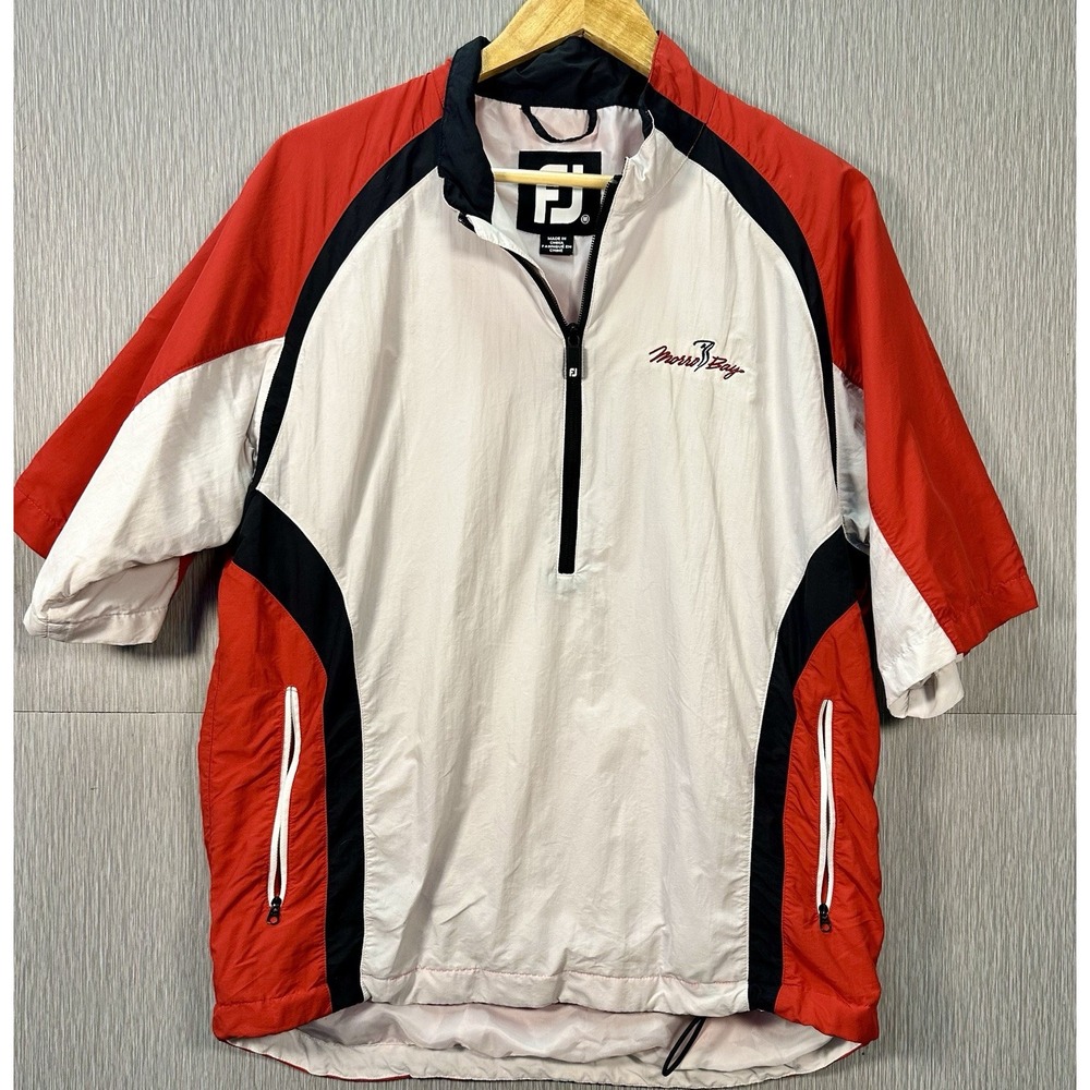Footjoy Dryjoys Short Sleeve Rain Wind Shirt Pullover Men's Med 1/2zip Morro Bay